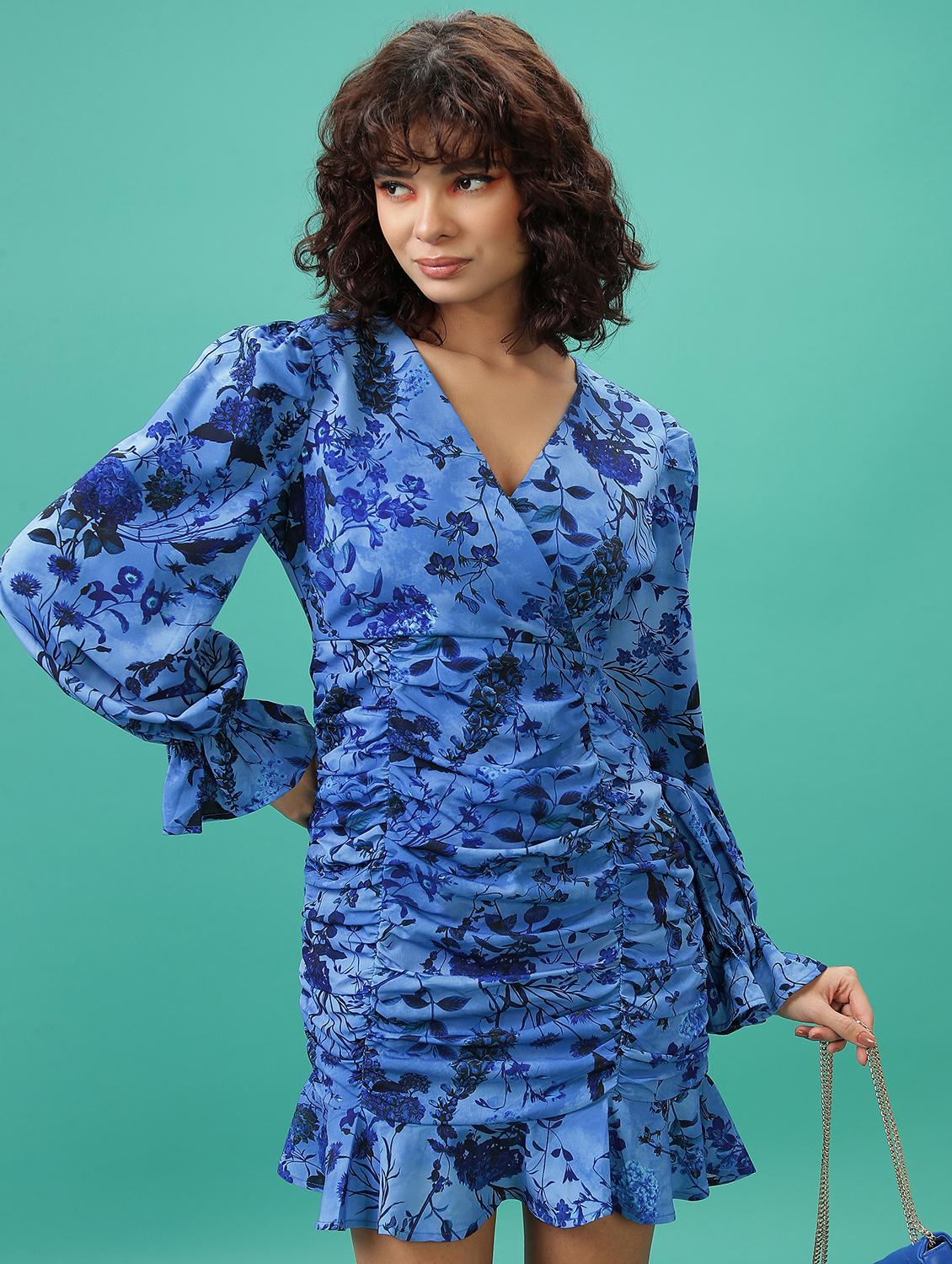 women blue cotton blend sheath dress - 21375789 -  Zoom Image - 0