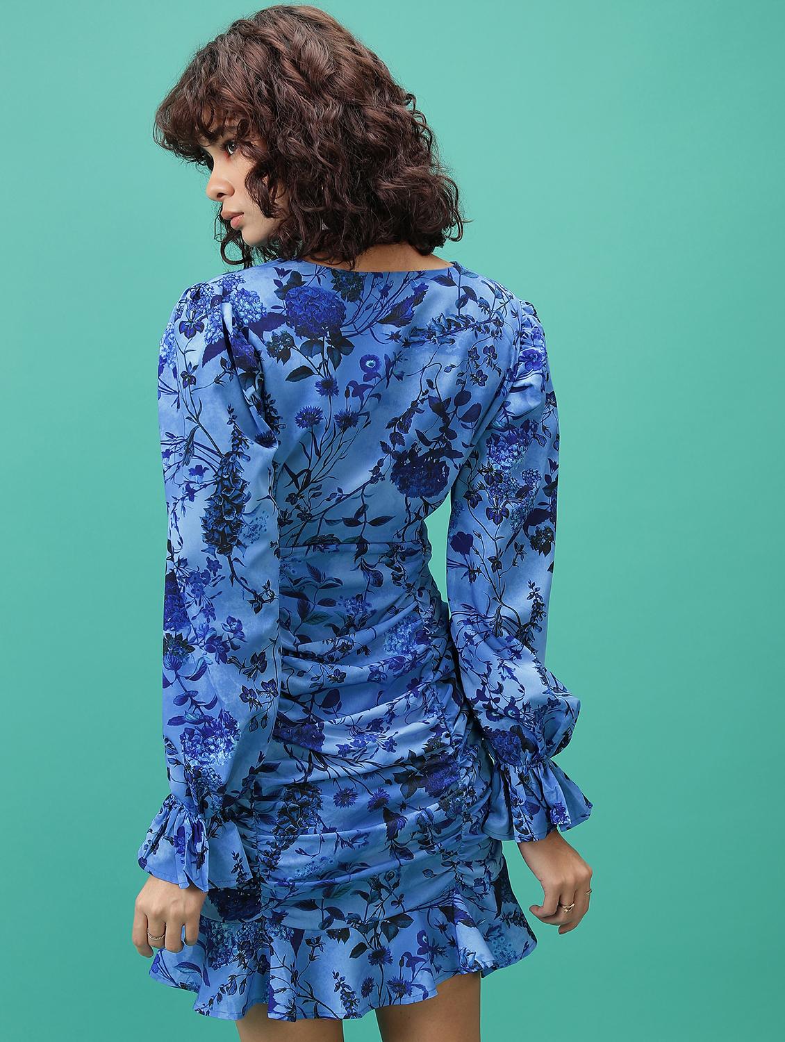 women blue cotton blend sheath dress - 21375789 -  Standard Image - 1