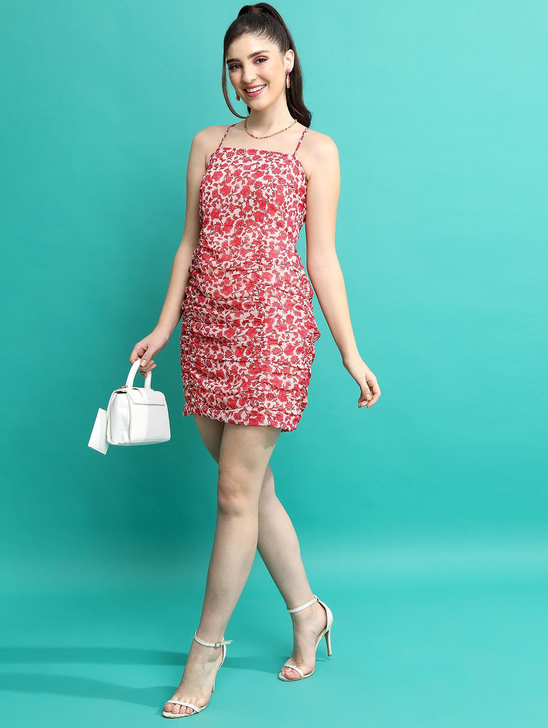 multicolored floral printed bodycon dress - 21375806 - Standard Image - 4