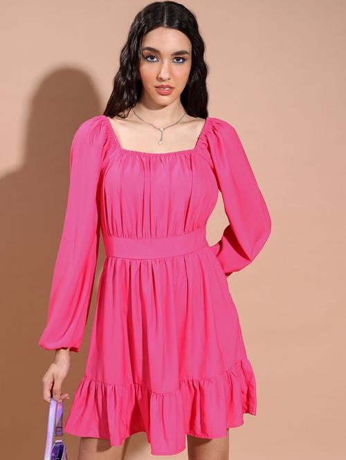 women pink cotton blend tiered dress - 21375826 - Standard Image - 0