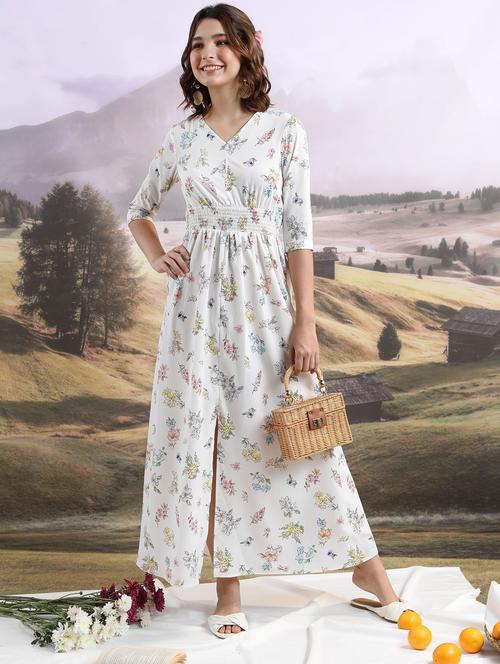 off white cotton blend aline dress - 21375832 - Standard Image - 0