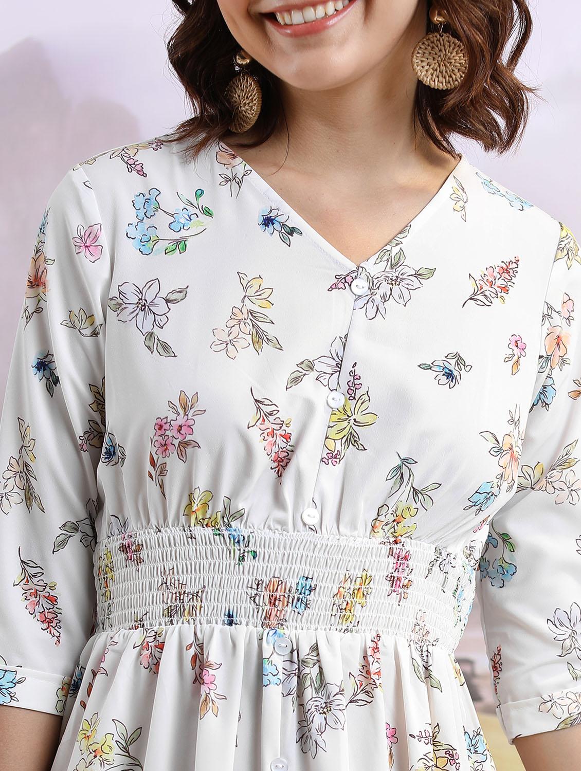 off white cotton blend aline dress - 21375832 - Standard Image - 4
