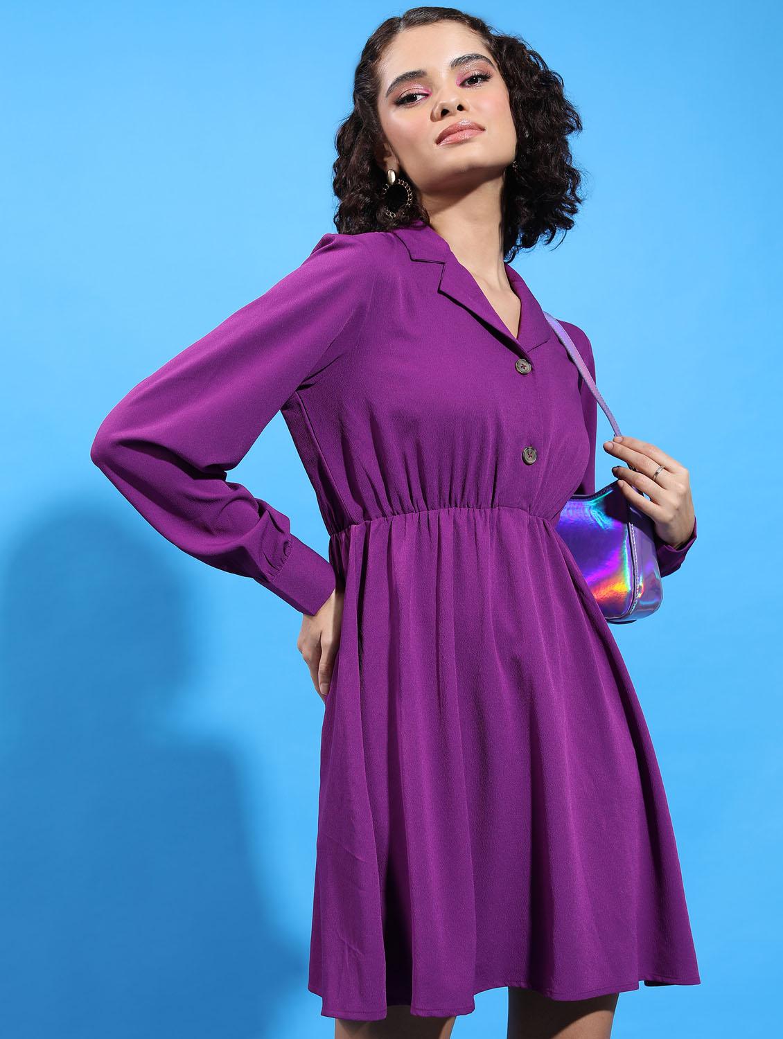 purple solid a-line dress - 21375839 -  Standard Image - 1