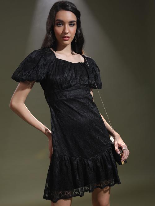 black self-designed a-line dress - 21375851 - Standard Image - 0