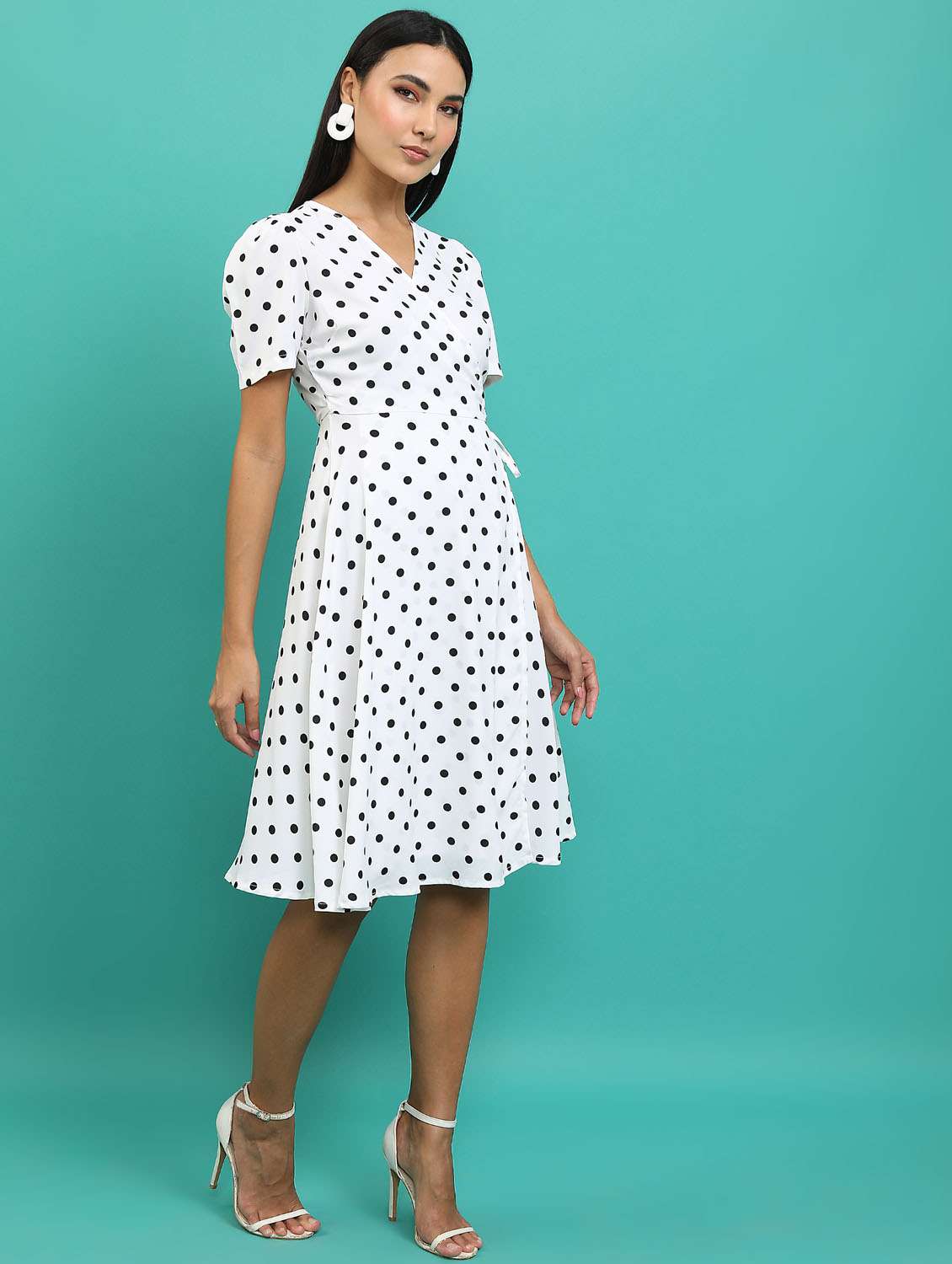 white polka dot wrap dress - 21375855 -  Standard Image - 1
