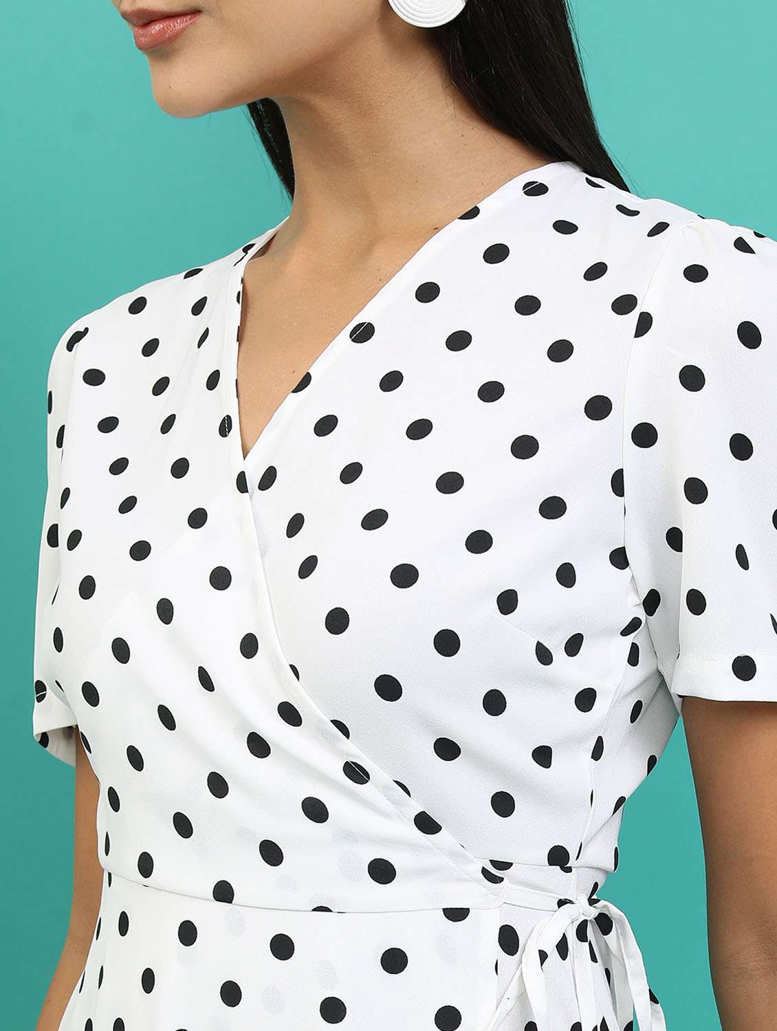white polka dot wrap dress - 21375855 -  Standard Image - 4