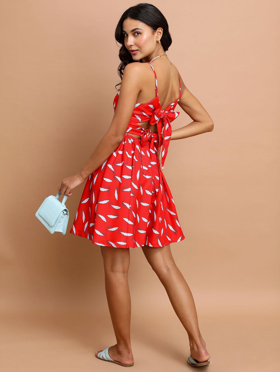 red cotton blend shift dress - 21375856 - Standard Image - 4