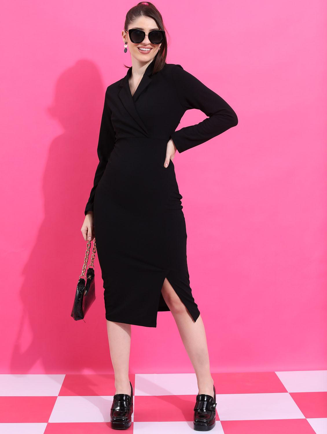 black solid wrap dress - 21375875 -  Zoom Image - 0