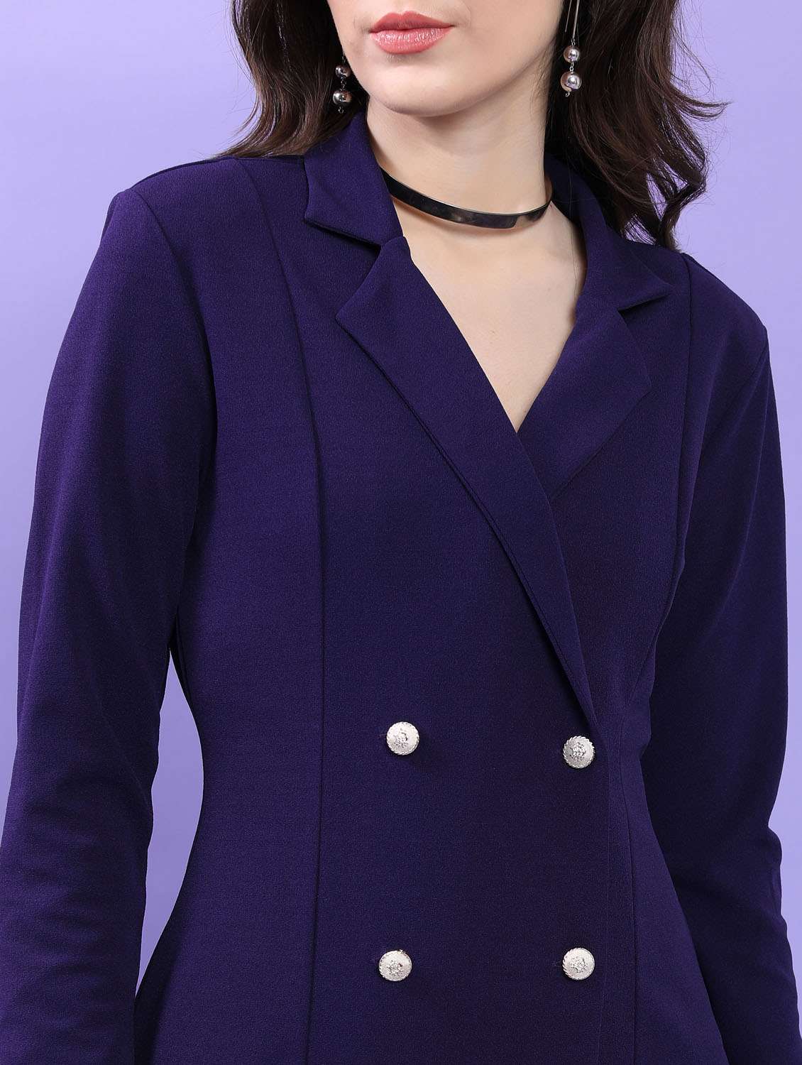 navy blue solid wrap dress - 21375876 -  Standard Image - 4