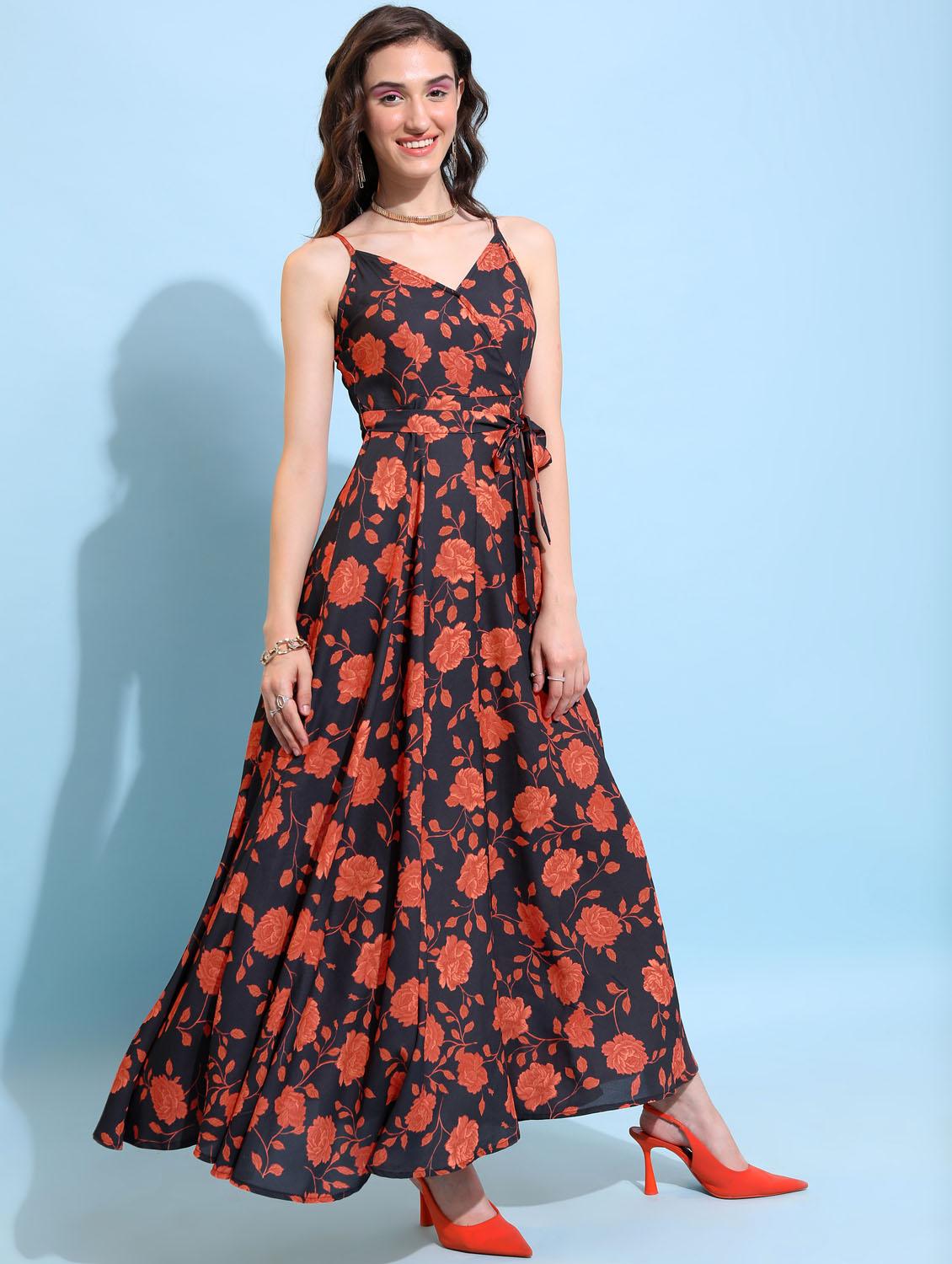 multi colored printed gown dress - 21375879 - Standard Image - 1
