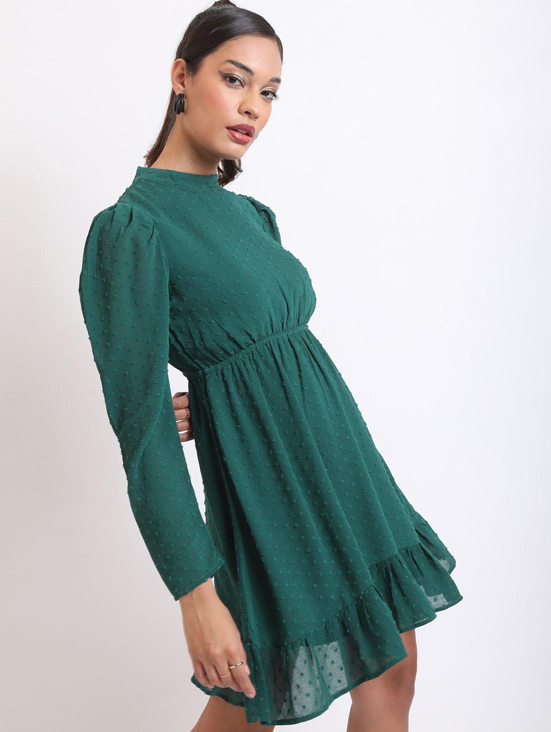 green self-designed tiered dress - 21375925 - Standard Image - 1