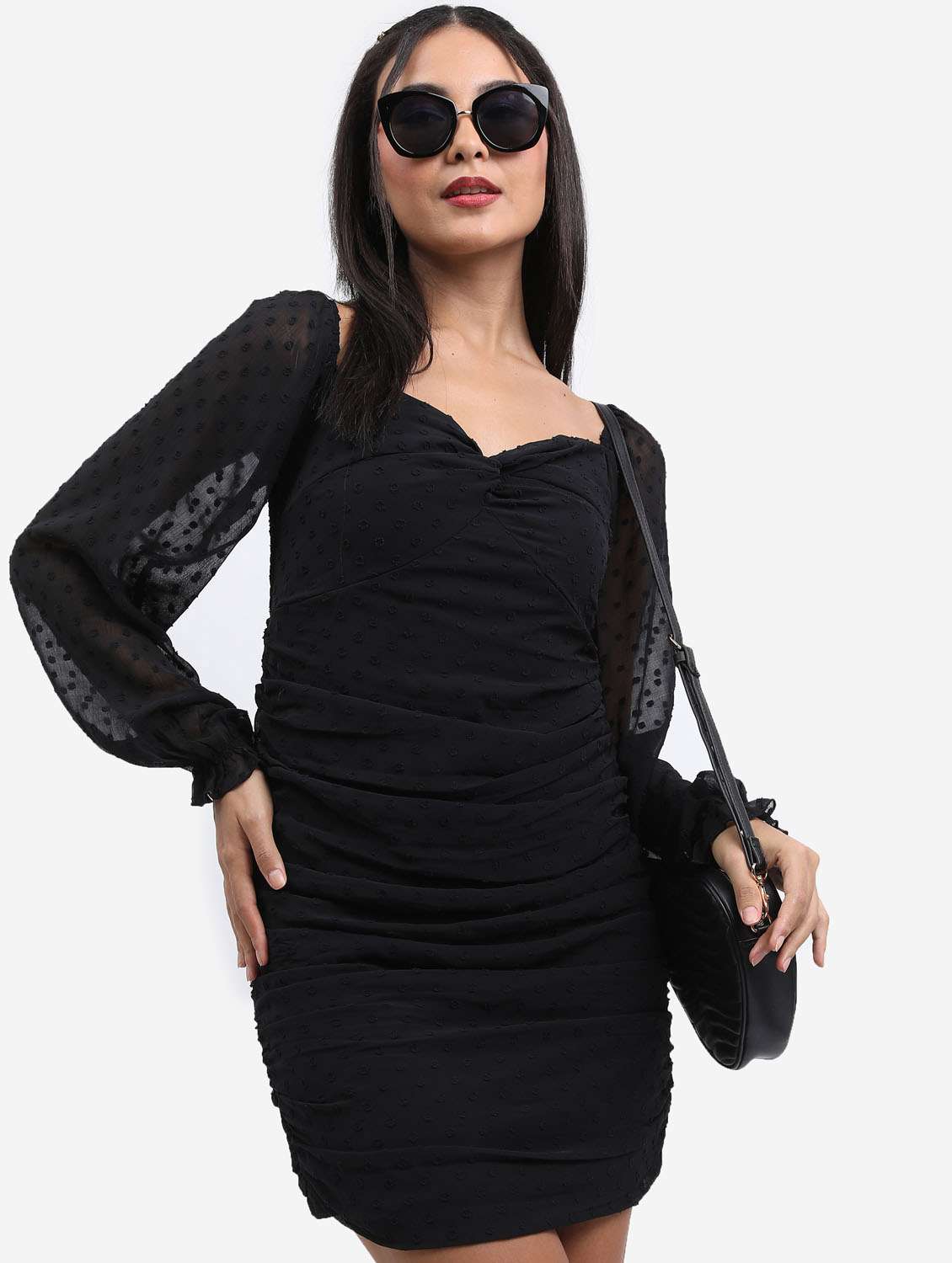 black self-designed bodycon dress