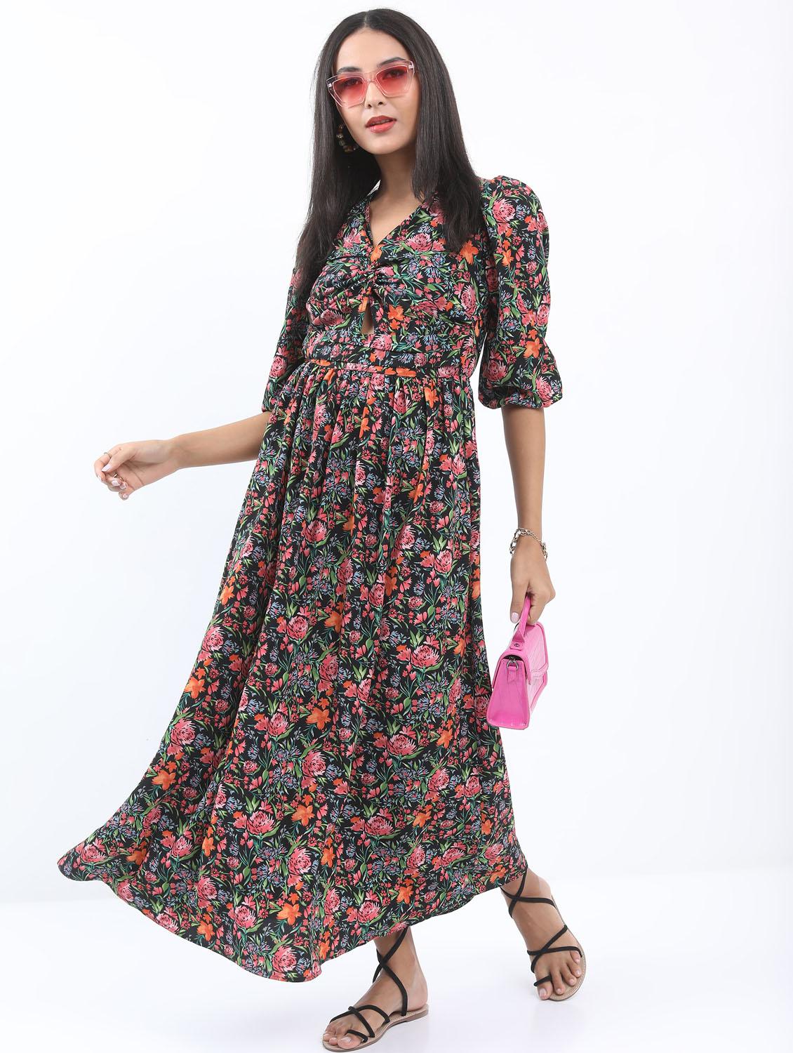multicolored printed a-line dress - 21375943 -  Standard Image - 1