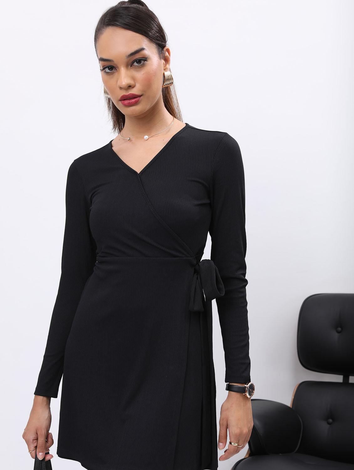 black solid wrap dress - 21375950 -  Zoom Image - 0
