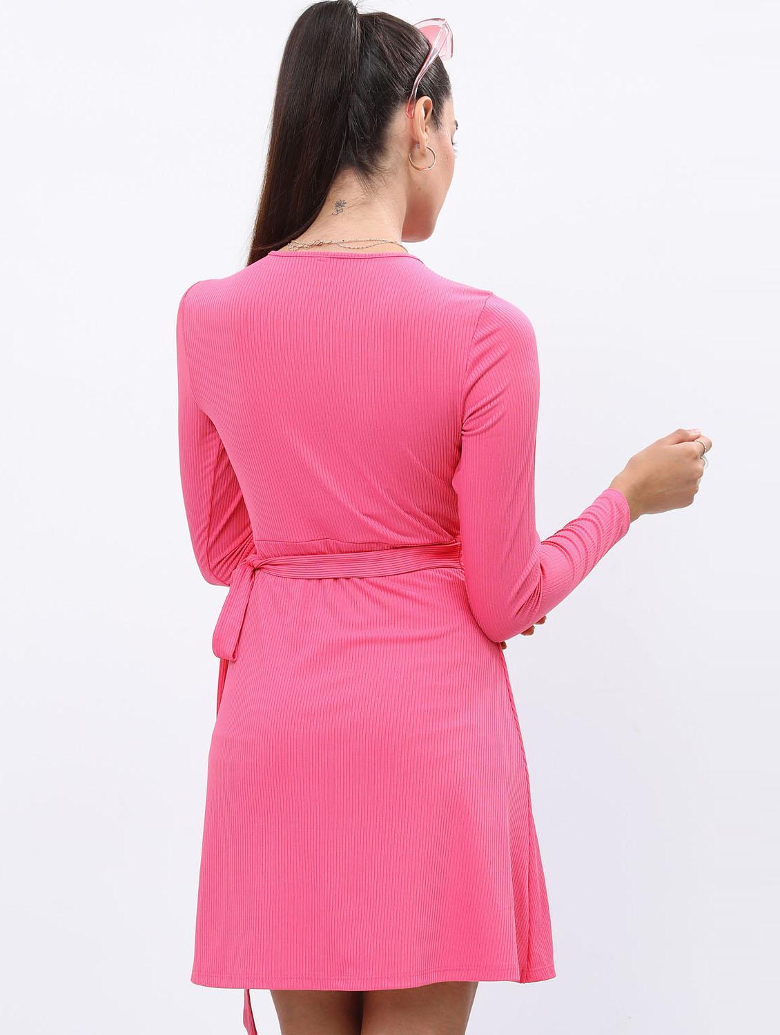 women pink cotton blend wrap dress - 21375951 - Standard Image - 1