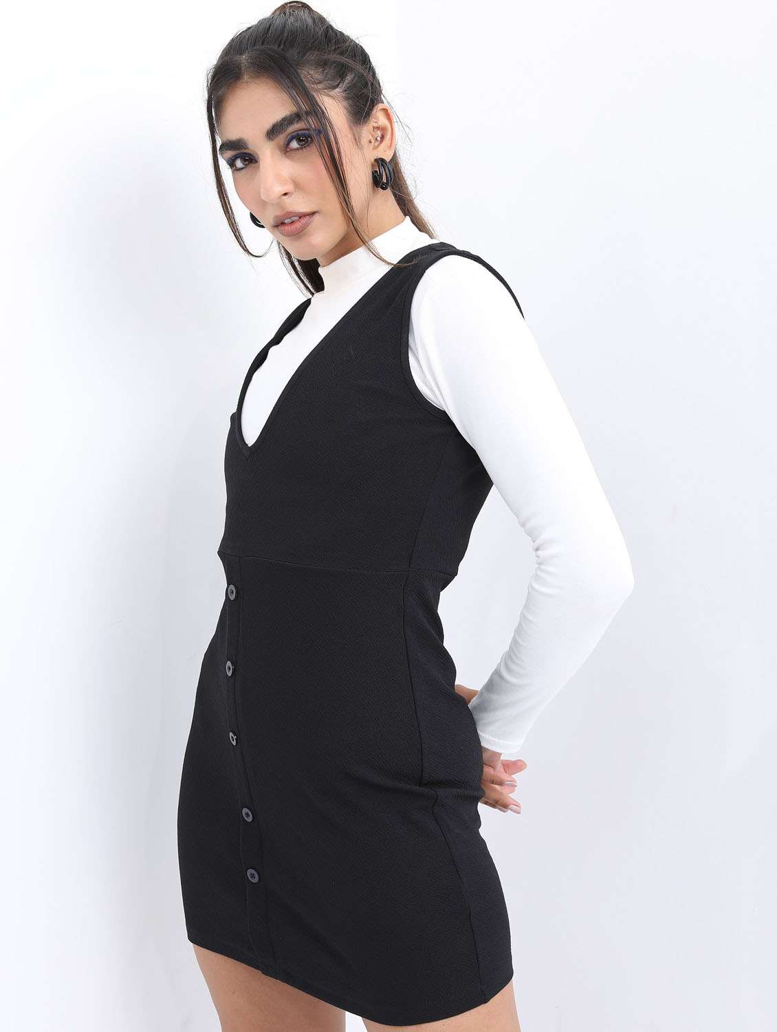 black solid shirt dress - 21375978 -  Standard Image - 1