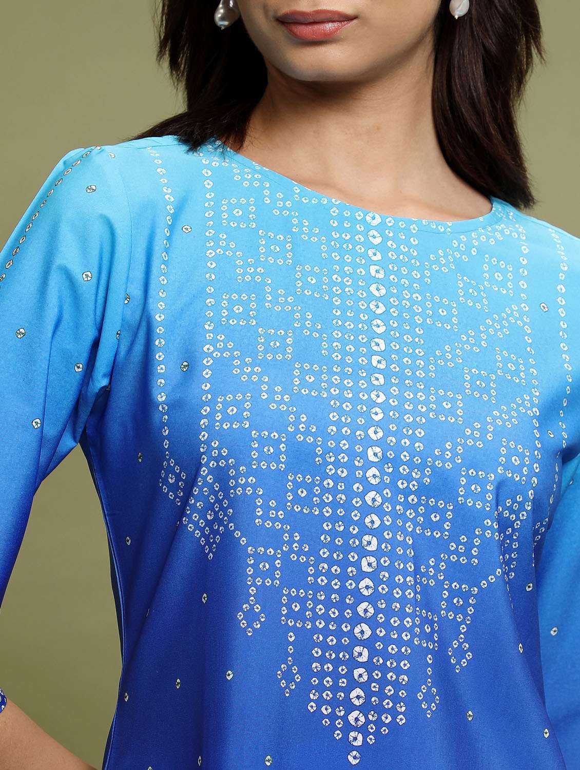 women three quarter sleeve straight kurta - 21376058 - Standard Image - 4