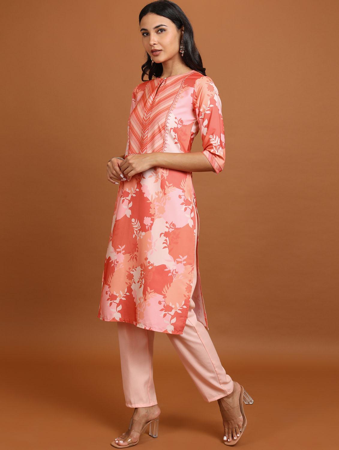 women three quarter sleeve straight kurta - 21376060 - Standard Image - 1