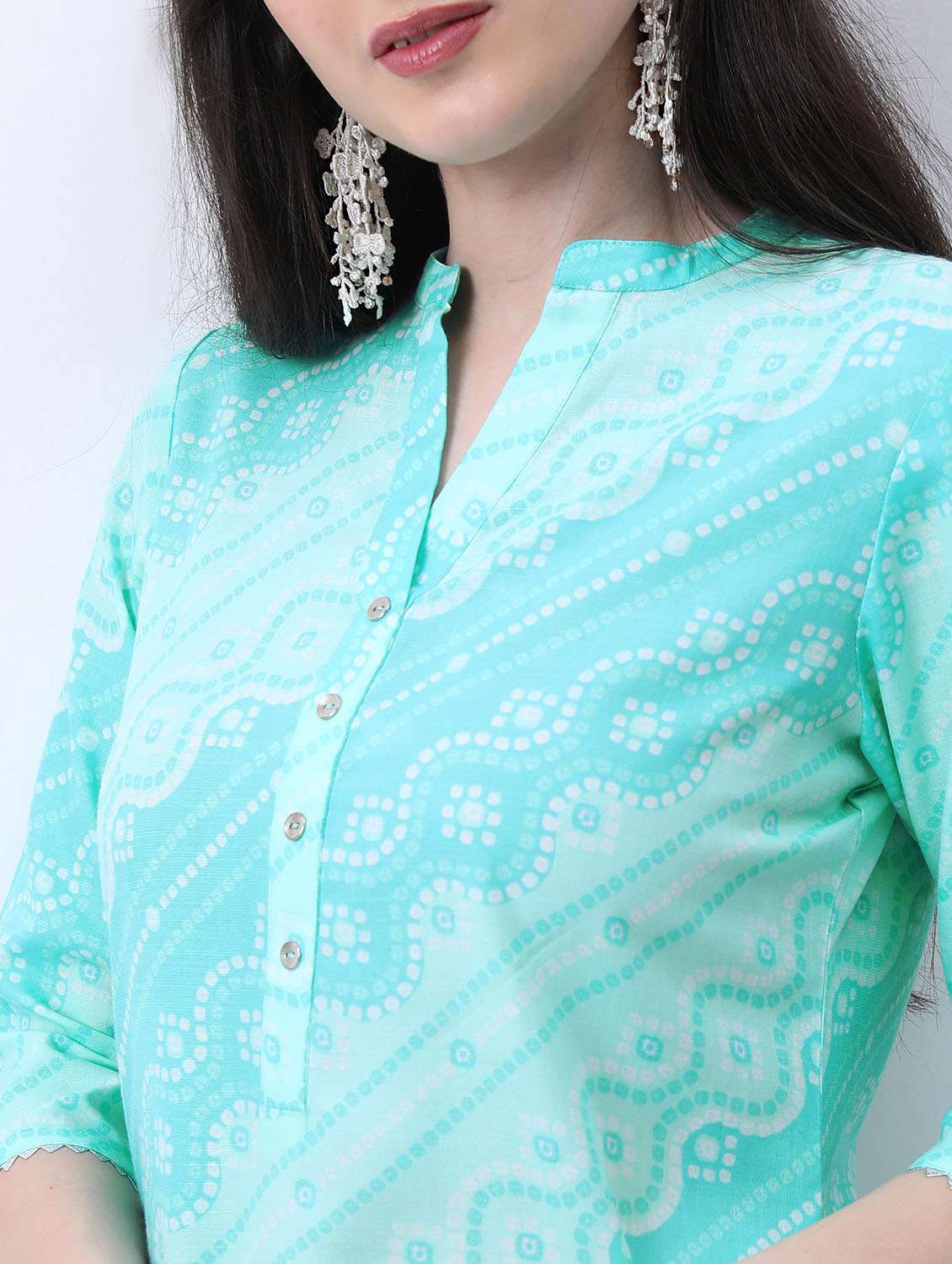 women three quarter sleeve straight kurta - 21376099 -  Standard Image - 4