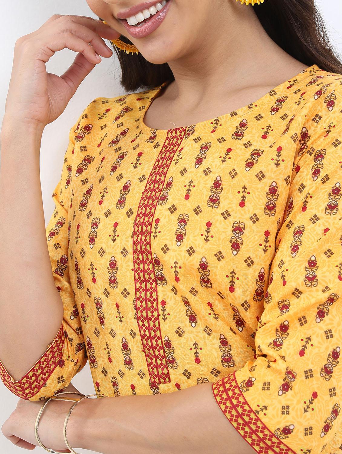 women three quarter sleeve straight kurta - 21376110 - Standard Image - 4
