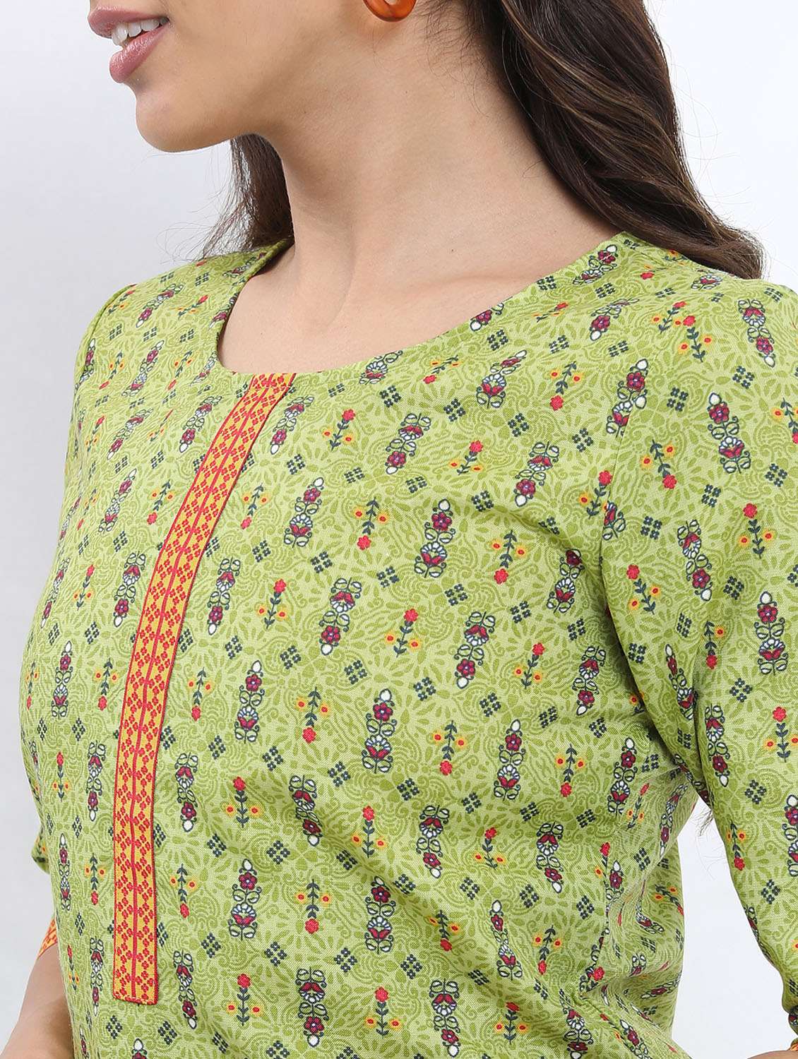 women three quarter sleeve straight kurta - 21376111 -  Standard Image - 4