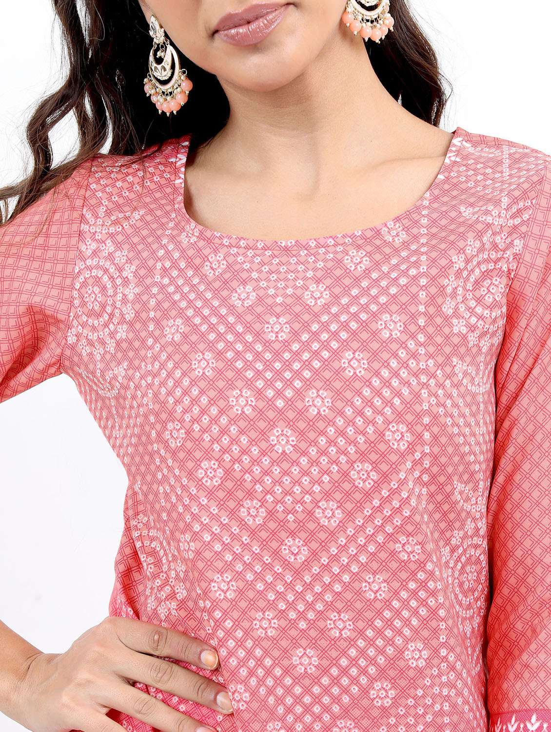 women three quarter sleeve straight kurta - 21376117 -  Standard Image - 4