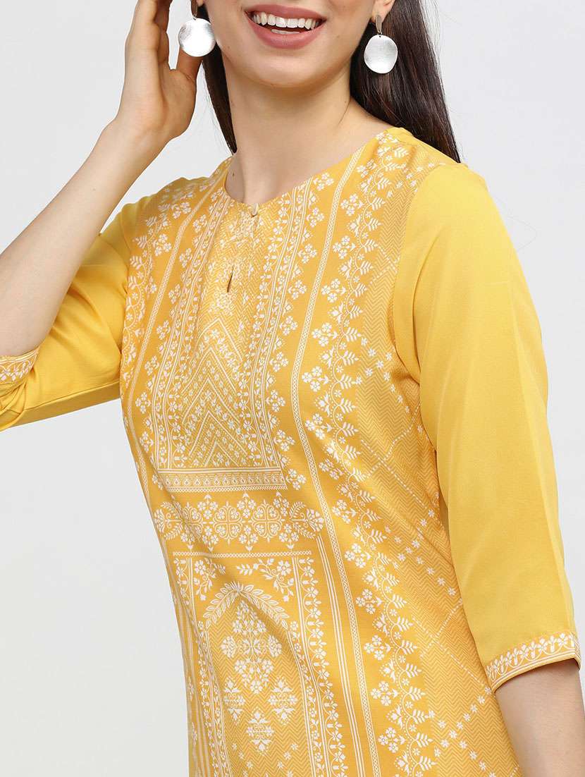 women three quarter sleeve straight kurta - 21376137 -  Standard Image - 4