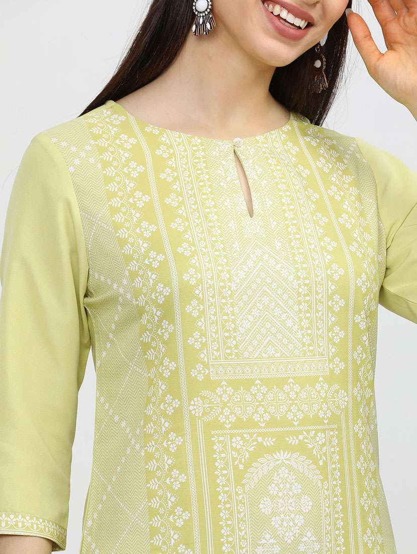 women three quarter sleeve straight kurta - 21376138 -  Standard Image - 4