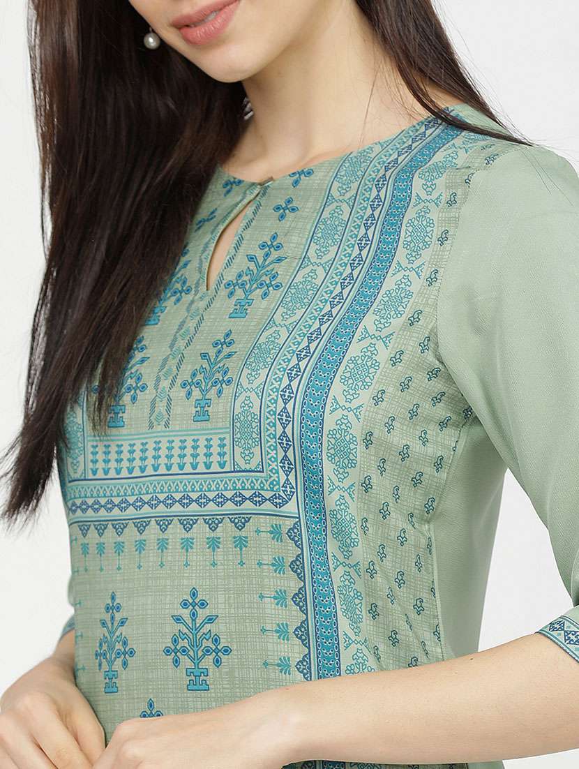 women three quarter sleeve straight kurta - 21376147 -  Standard Image - 4