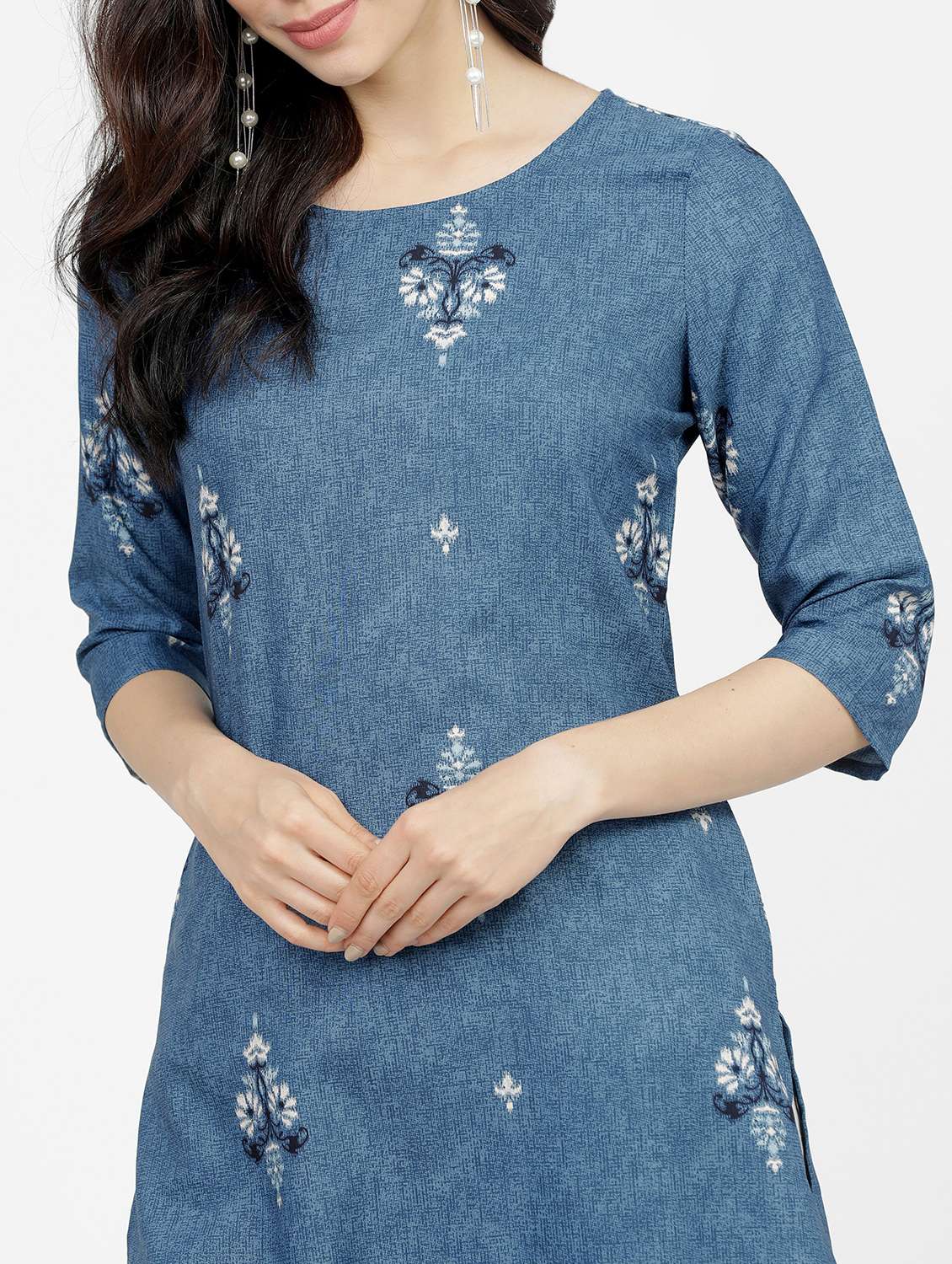 women three quarter sleeve straight kurta - 21376161 -  Standard Image - 4