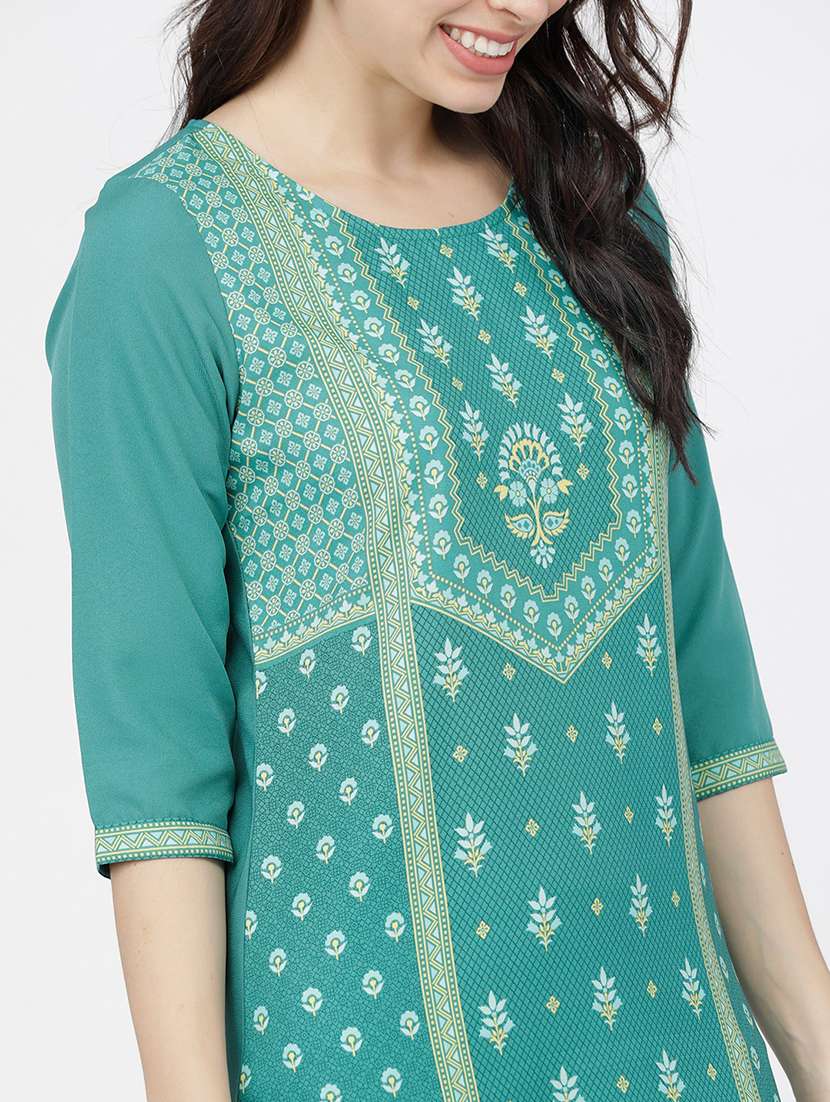 women three quarter sleeve straight kurta - 21376162 -  Standard Image - 4