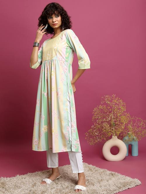 women multi colored cotton blend a-line kurta - 21376177 -  Standard Image - 0