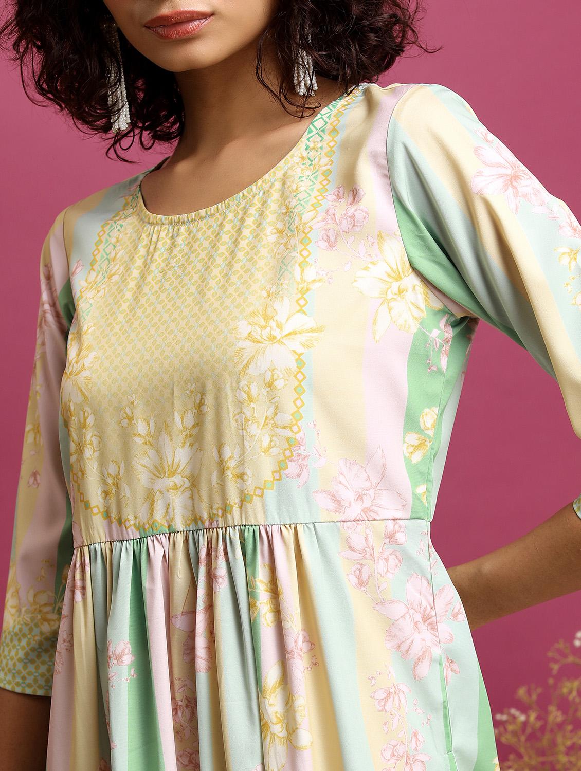 women multi colored cotton blend a-line kurta - 21376177 - Standard Image - 4