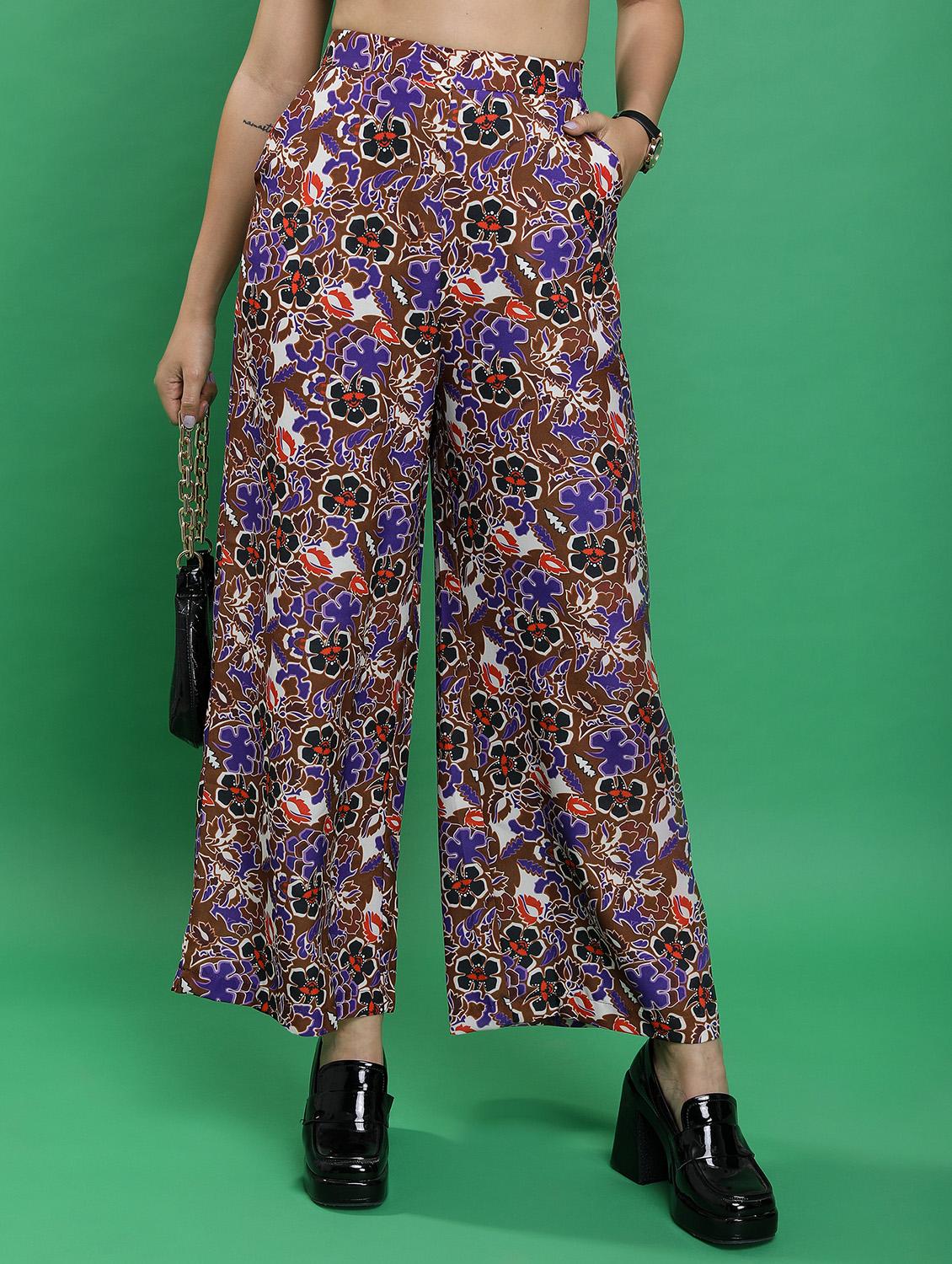 women printed wide leg trouser