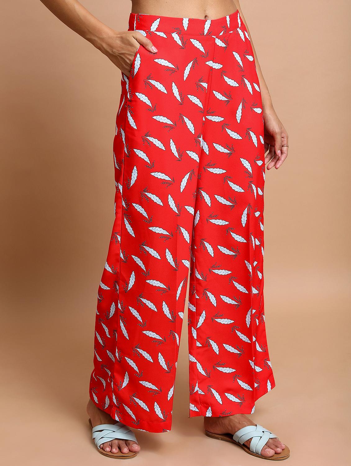 women printed wide leg trouser - 21376198 - Standard Image - 1