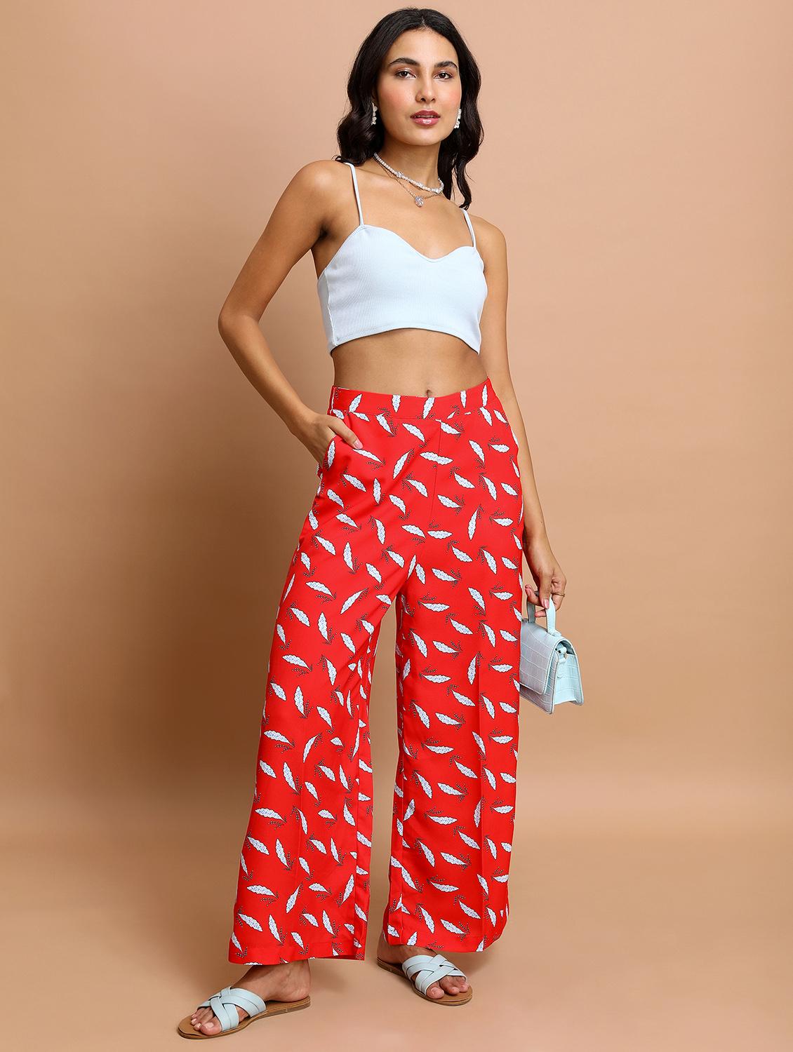 women printed wide leg trouser - 21376198 - Standard Image - 4