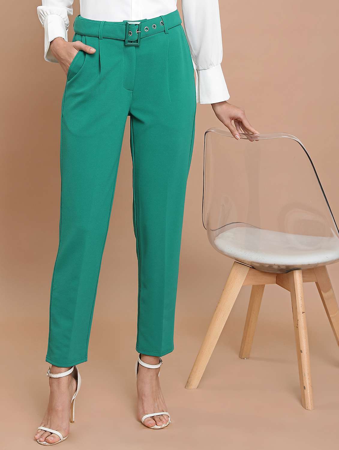 women solid mid rise cigarette pant - 21376201 - Zoom Image - 0