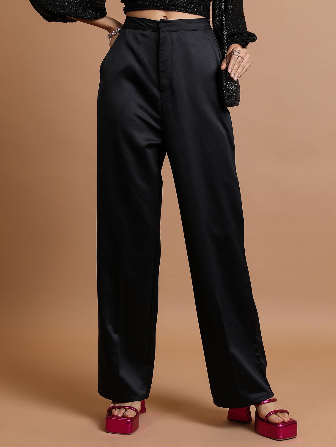 women solid mid rise wide leg trouser - 21376204 - Zoom Image - 0