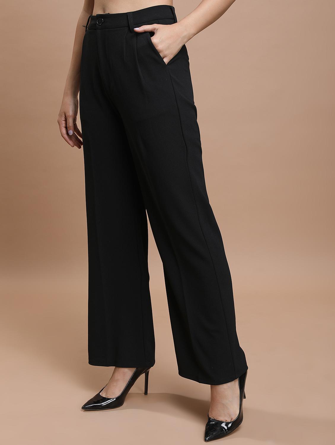 women solid high rise tailored trouser - 21376211 - Standard Image - 1