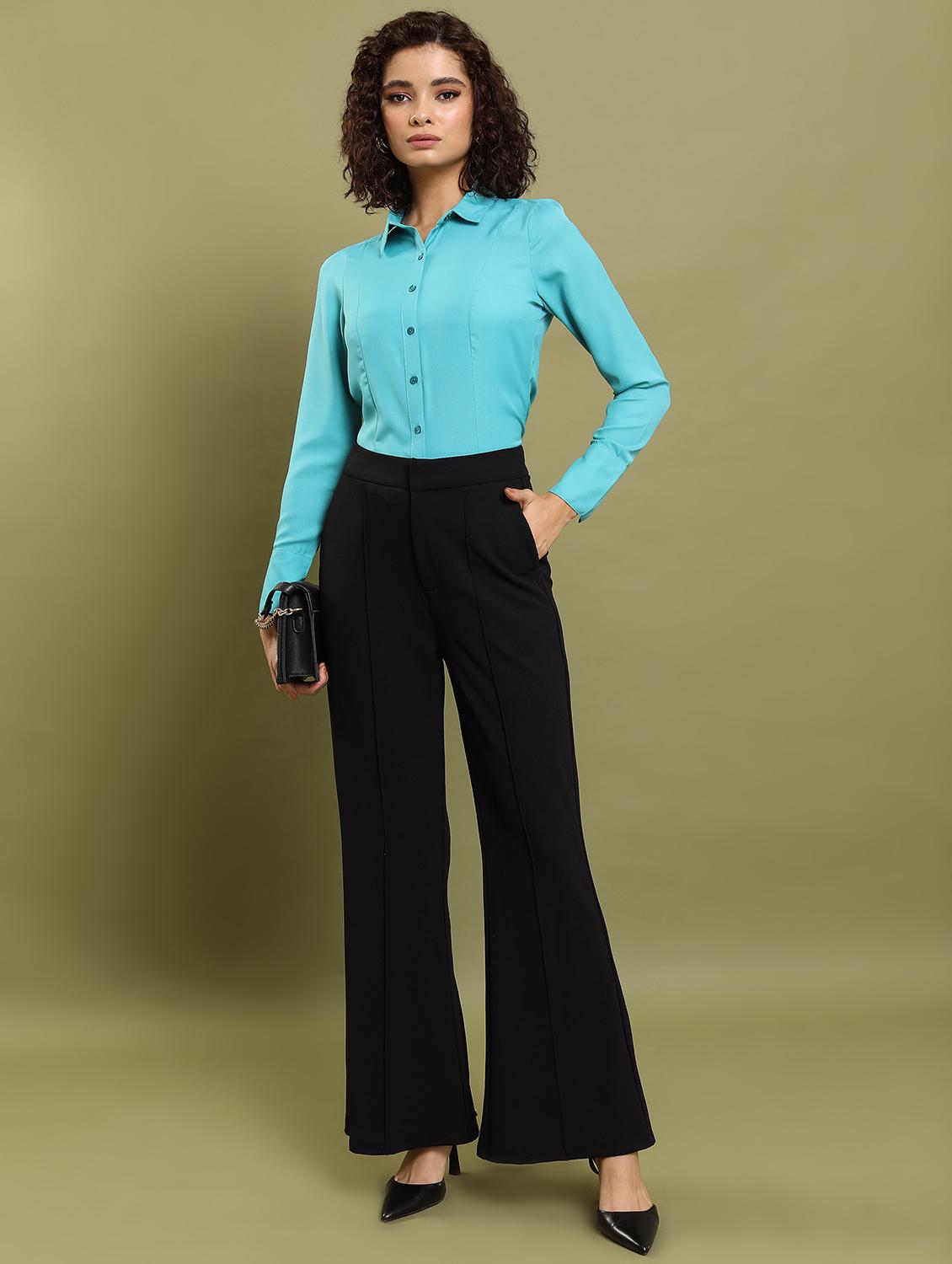 women solid high rise tailored trouser - 21376214 - Standard Image - 4