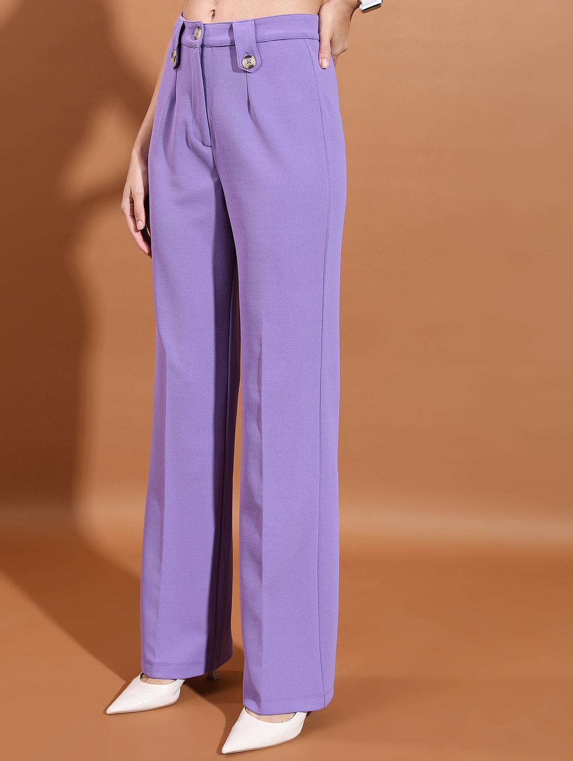 women solid mid rise tailored trouser - 21376221 - Standard Image - 1