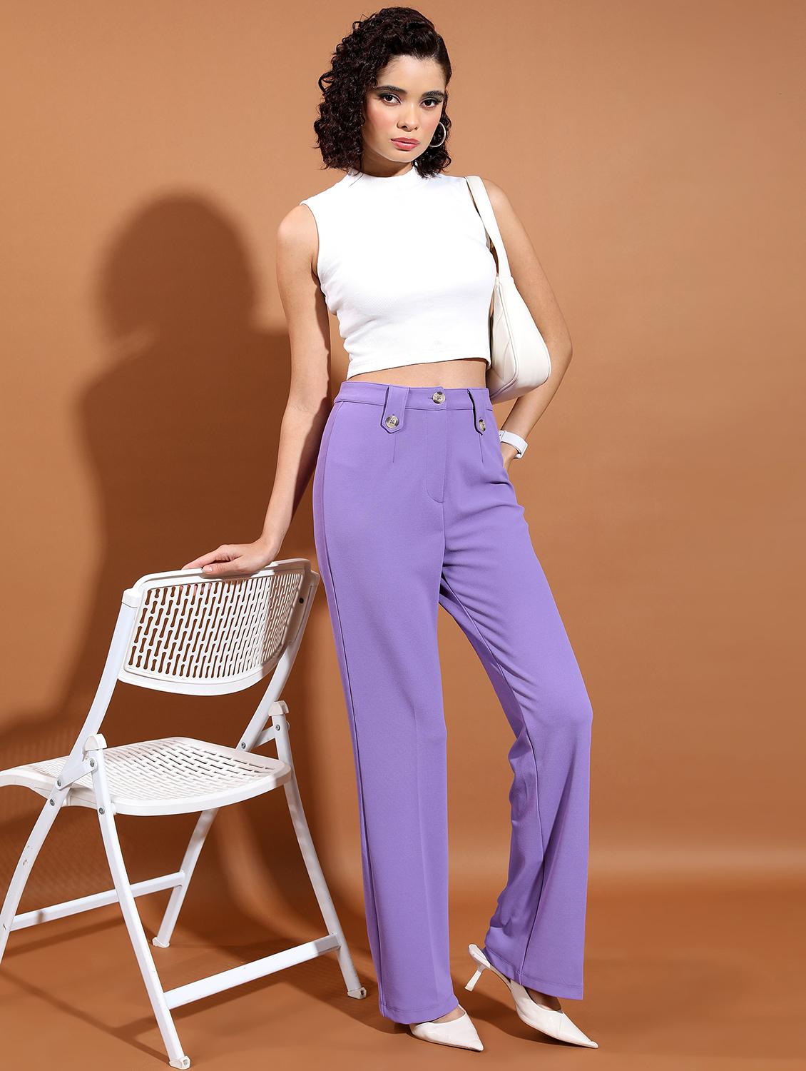 women solid mid rise tailored trouser - 21376221 - Standard Image - 4