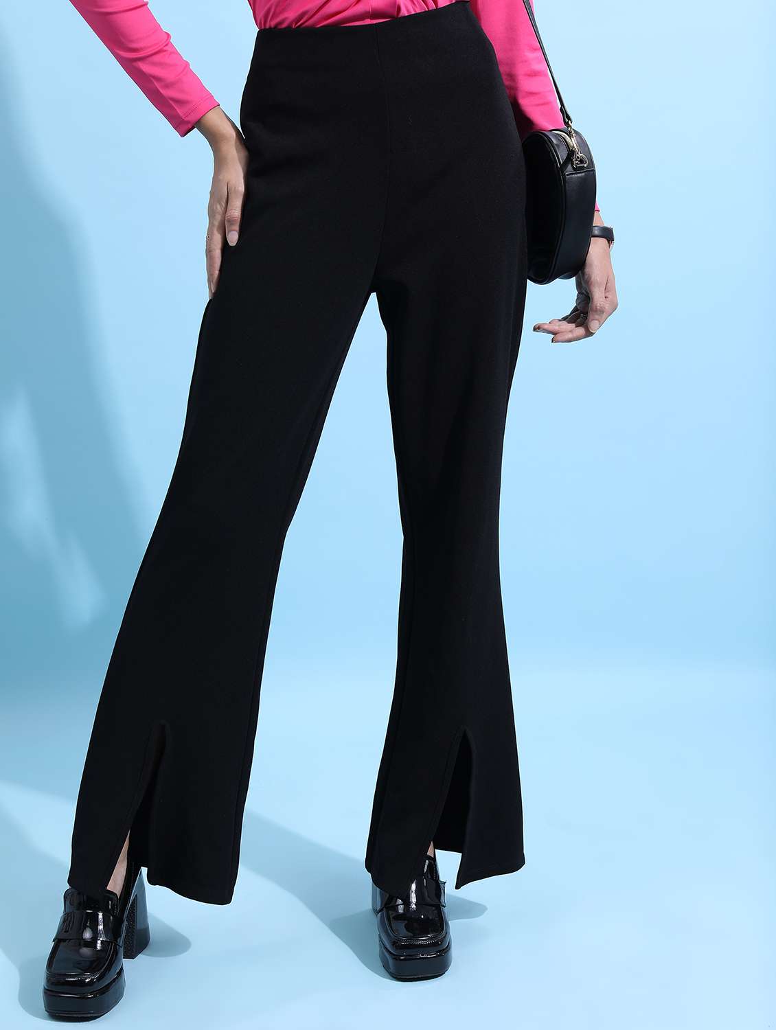 women black solid bootcut trouser