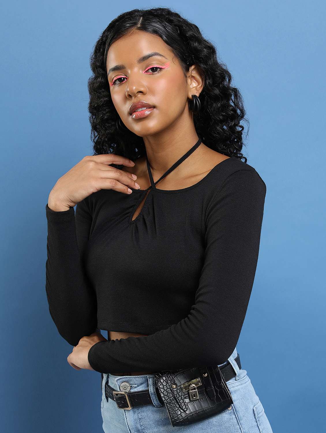 women black cotton blend regular top - 21376265 -  Standard Image - 1