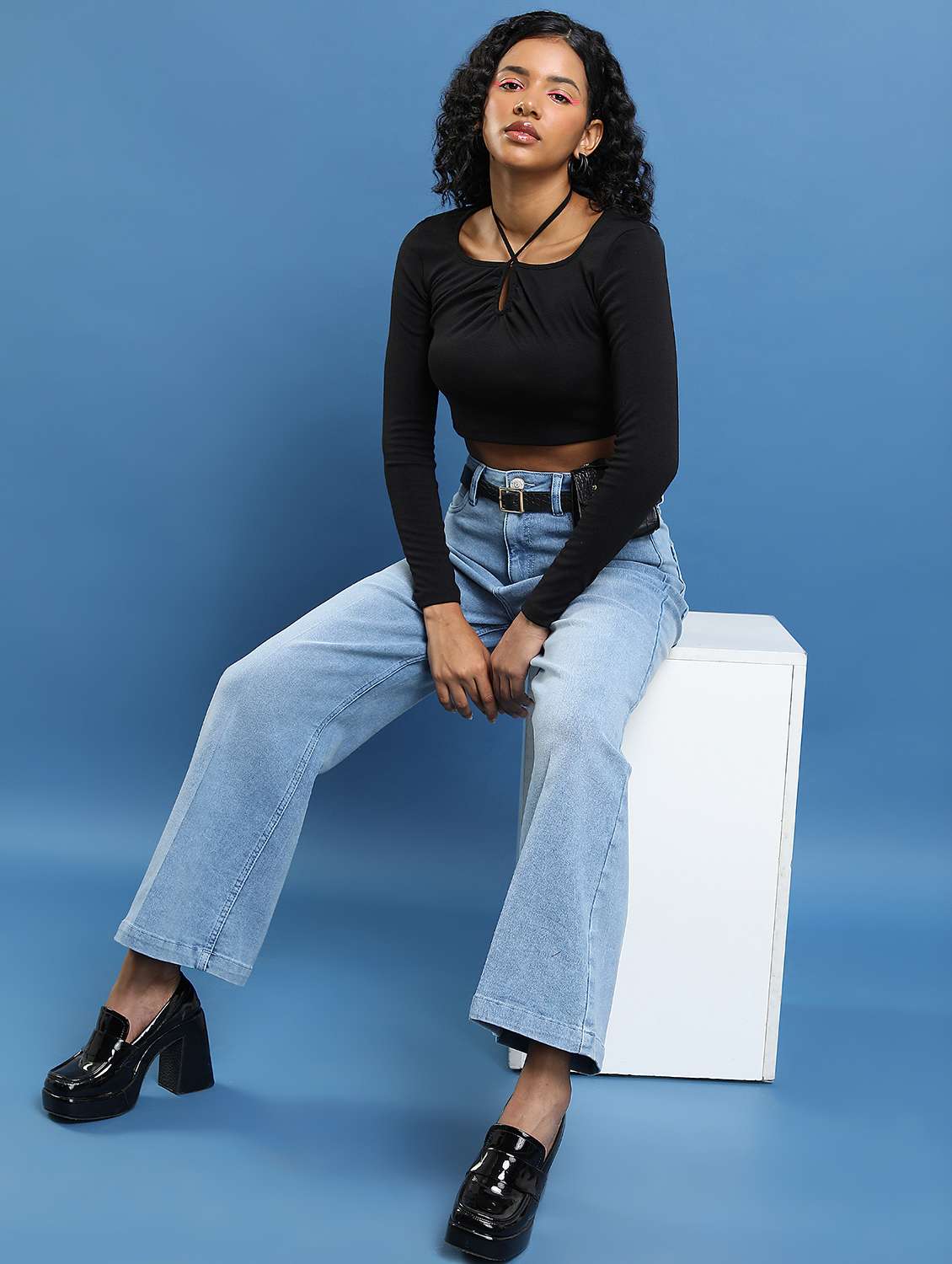 women black cotton blend regular top - 21376265 -  Standard Image - 4