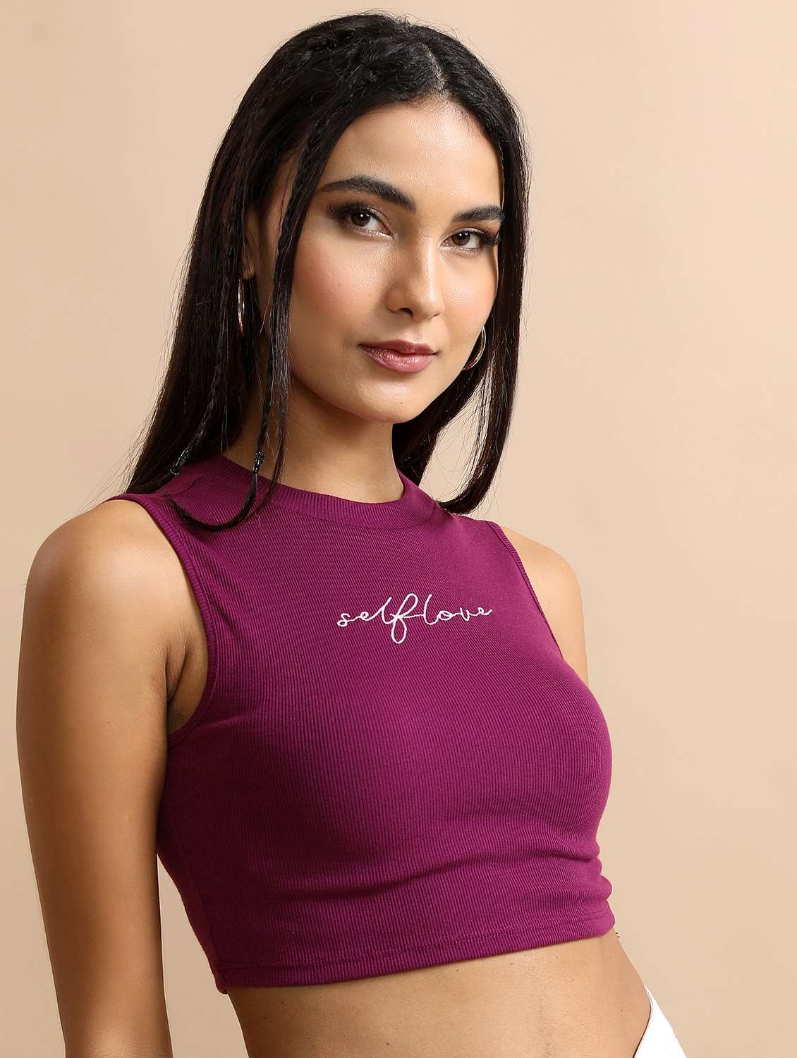 women chest print cotton crop top - 21376278 -  Standard Image - 1