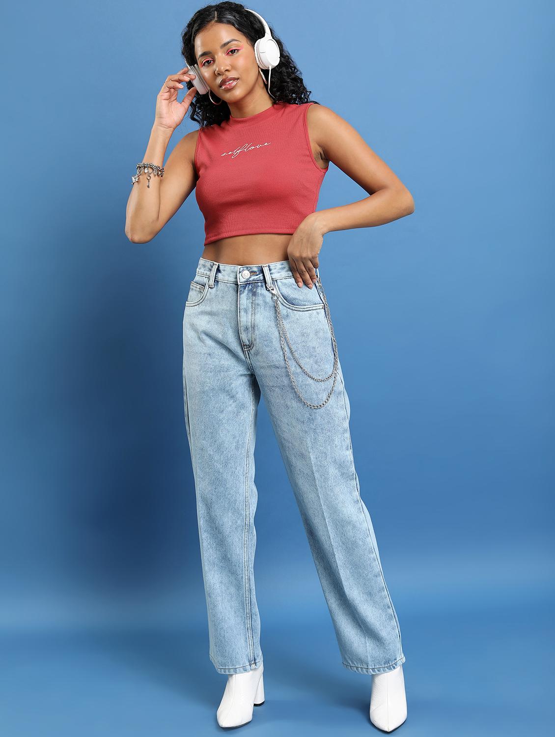 women chest print cotton crop top - 21376279 - Standard Image - 4