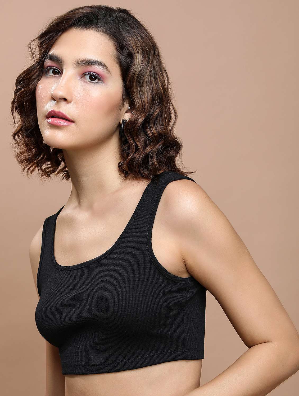 women solid sleeveless crop top - 21376287 -  Standard Image - 1