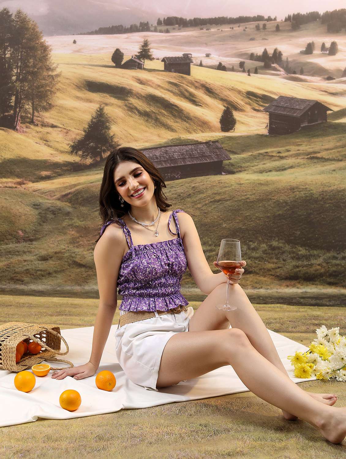 women purple cotton blend crop top - 21376296 -  Standard Image - 4