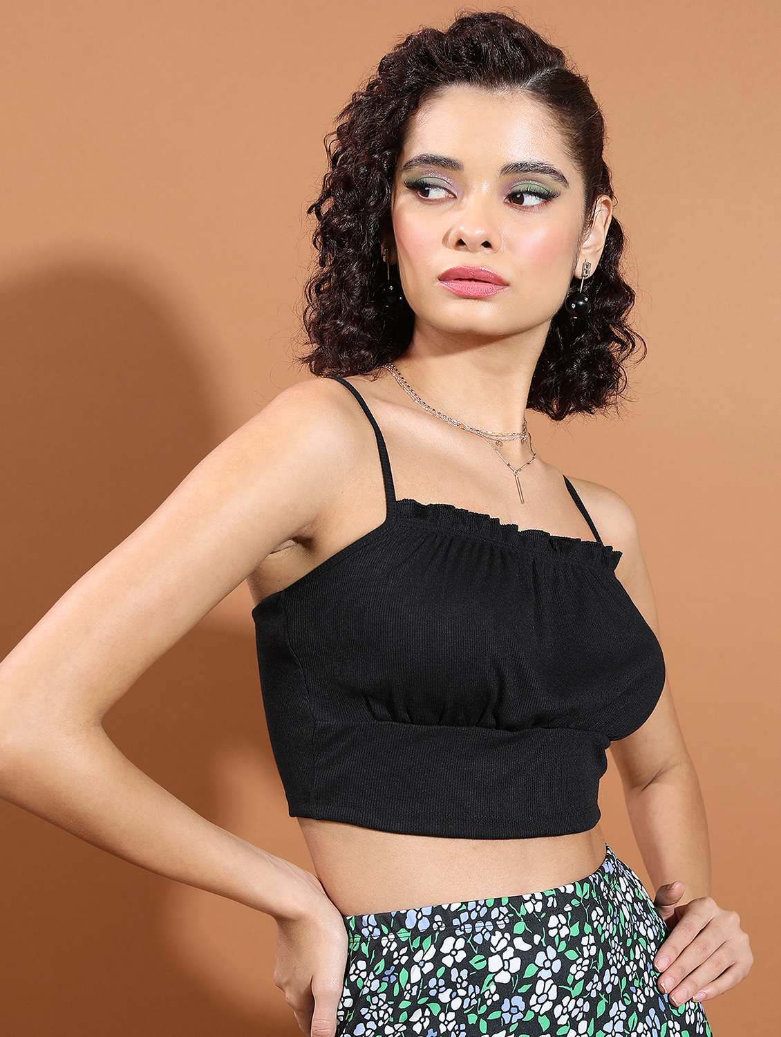 women black cotton blend camisole top - 21376327 -  Standard Image - 1